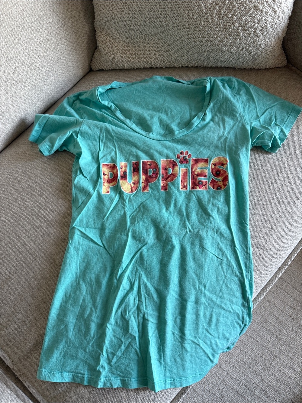 Organic Cotton PUPPIES Graphic Tee - Aqua